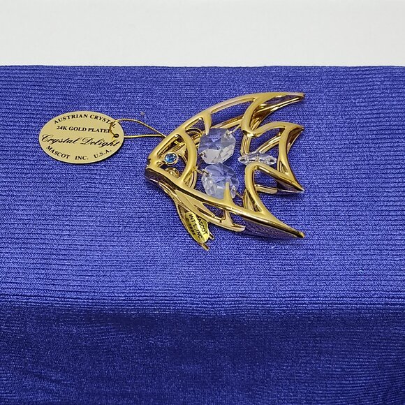 Crystal Delight 24K Gold Plated Angel Fish Suncatcher Austrian Crystals USA 1995 - Picture 1 of 6